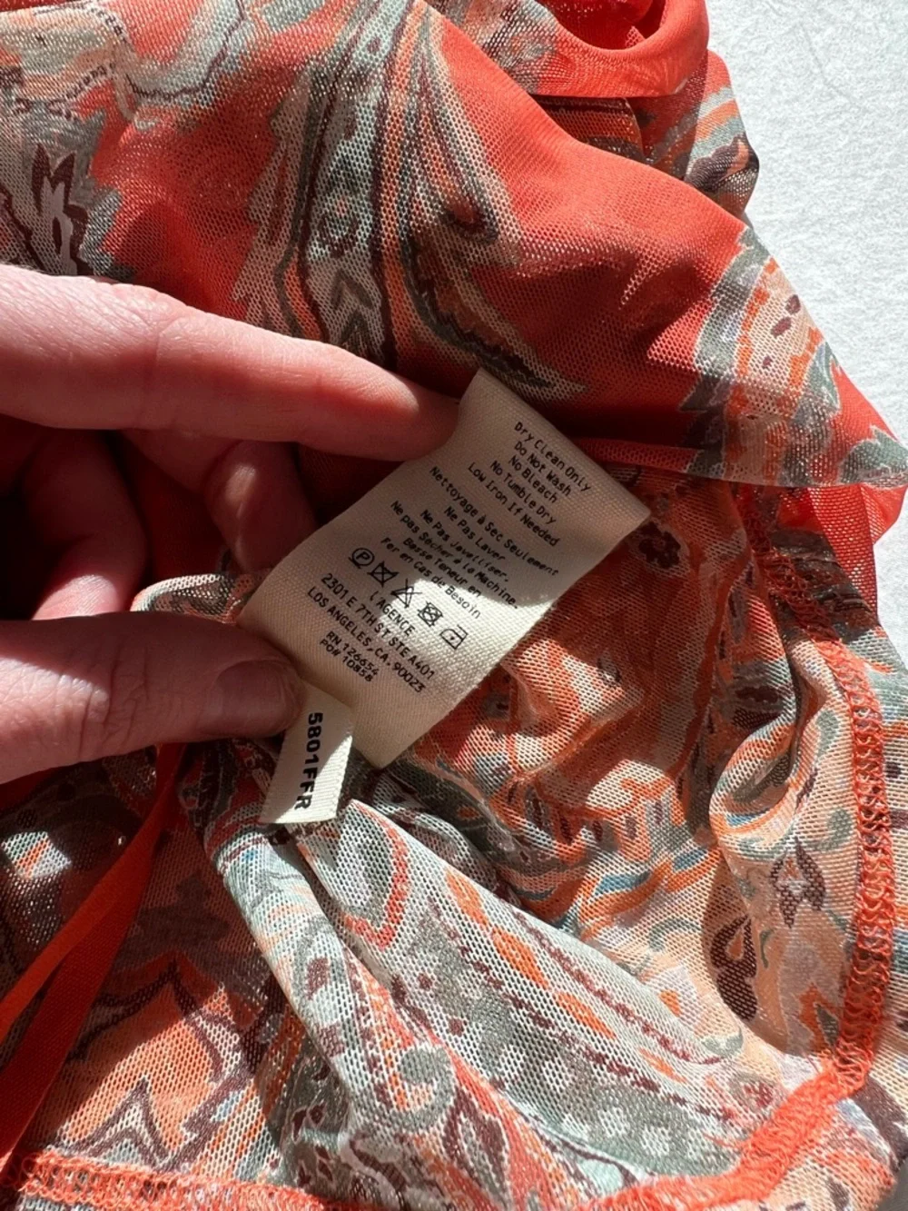 L'AGENCE Rasha Paisley Ruched Mesh Tank - Picture 9 of 9